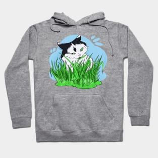 waffle the cat in green grass Hoodie